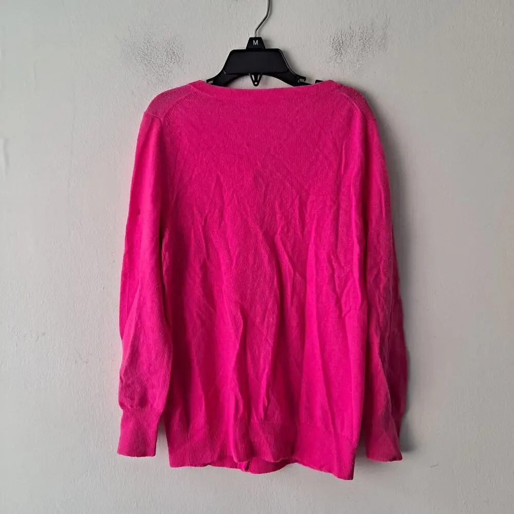 J. Crew Cardigan 100% Cashmere Crew Neck Long Sleeve Sweater Pink Womens Size XS